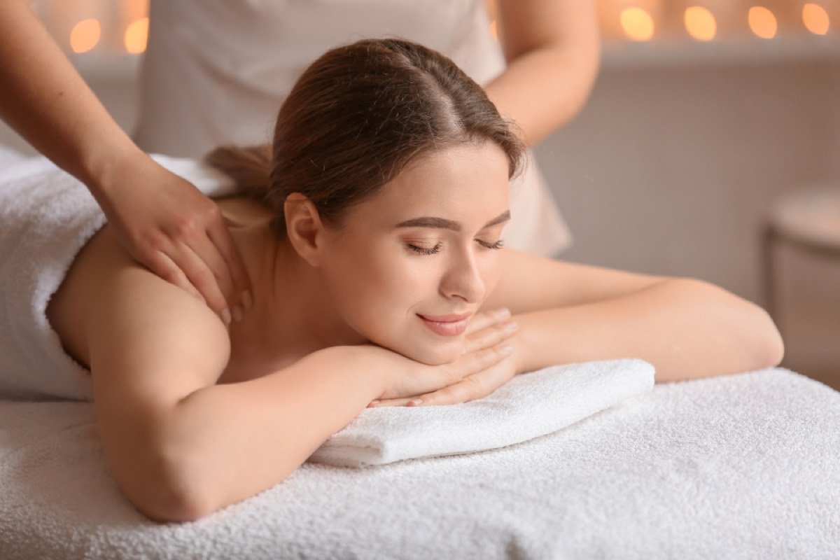 Woman relaxing during a massage