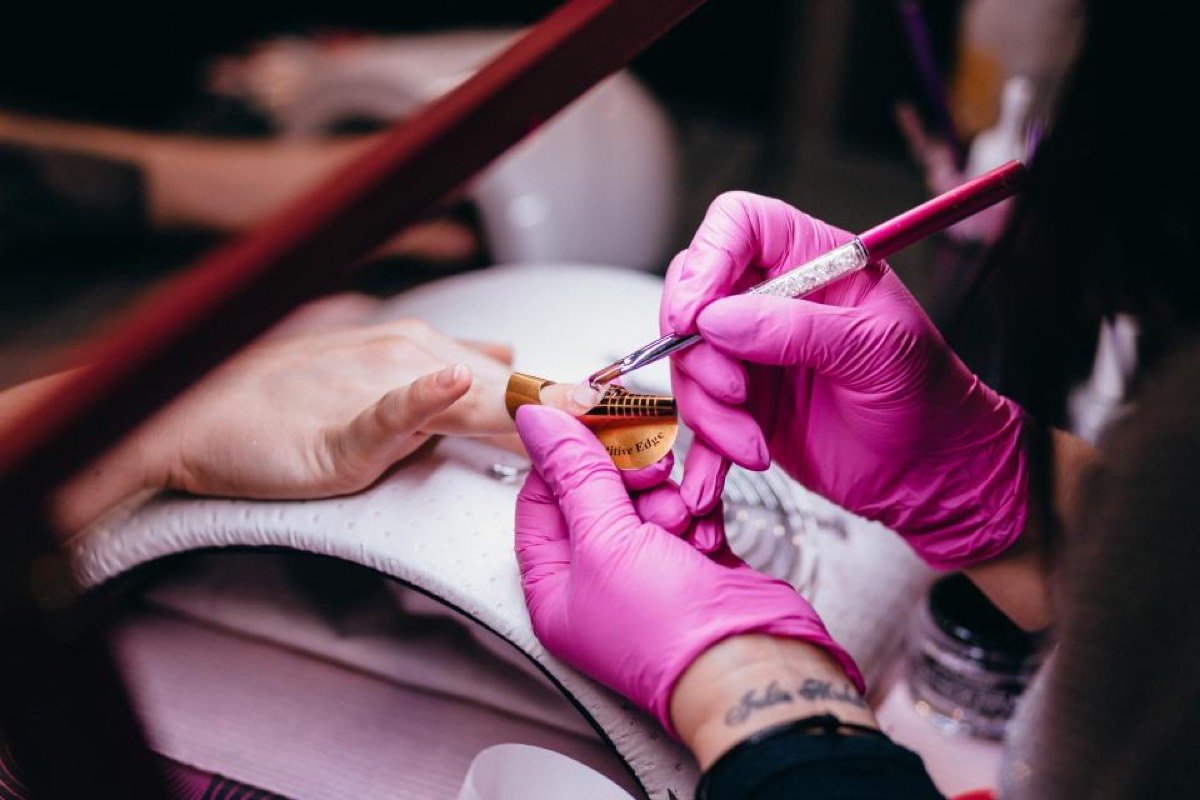 Manicure in progress at the studio